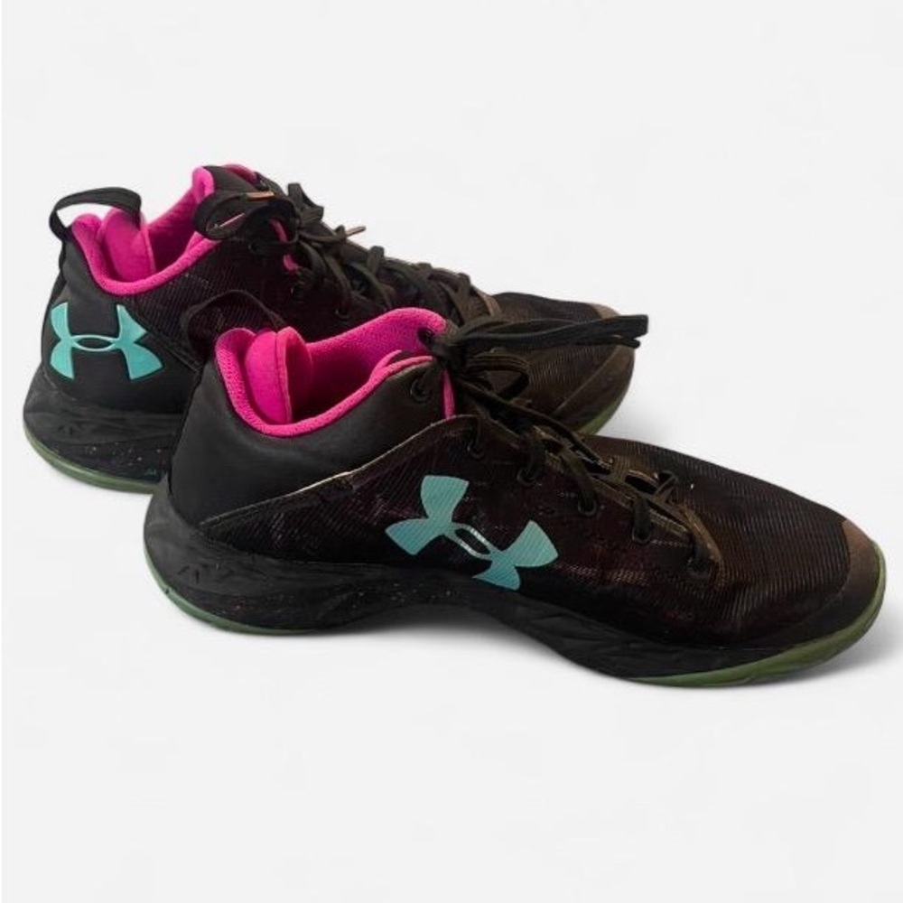 Under Armour Black Athletic Sneakers with Pink Lining and‎ Teal Logo